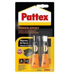 PATTEX POWER EPOXY MARMO & FERRO 2X15gr